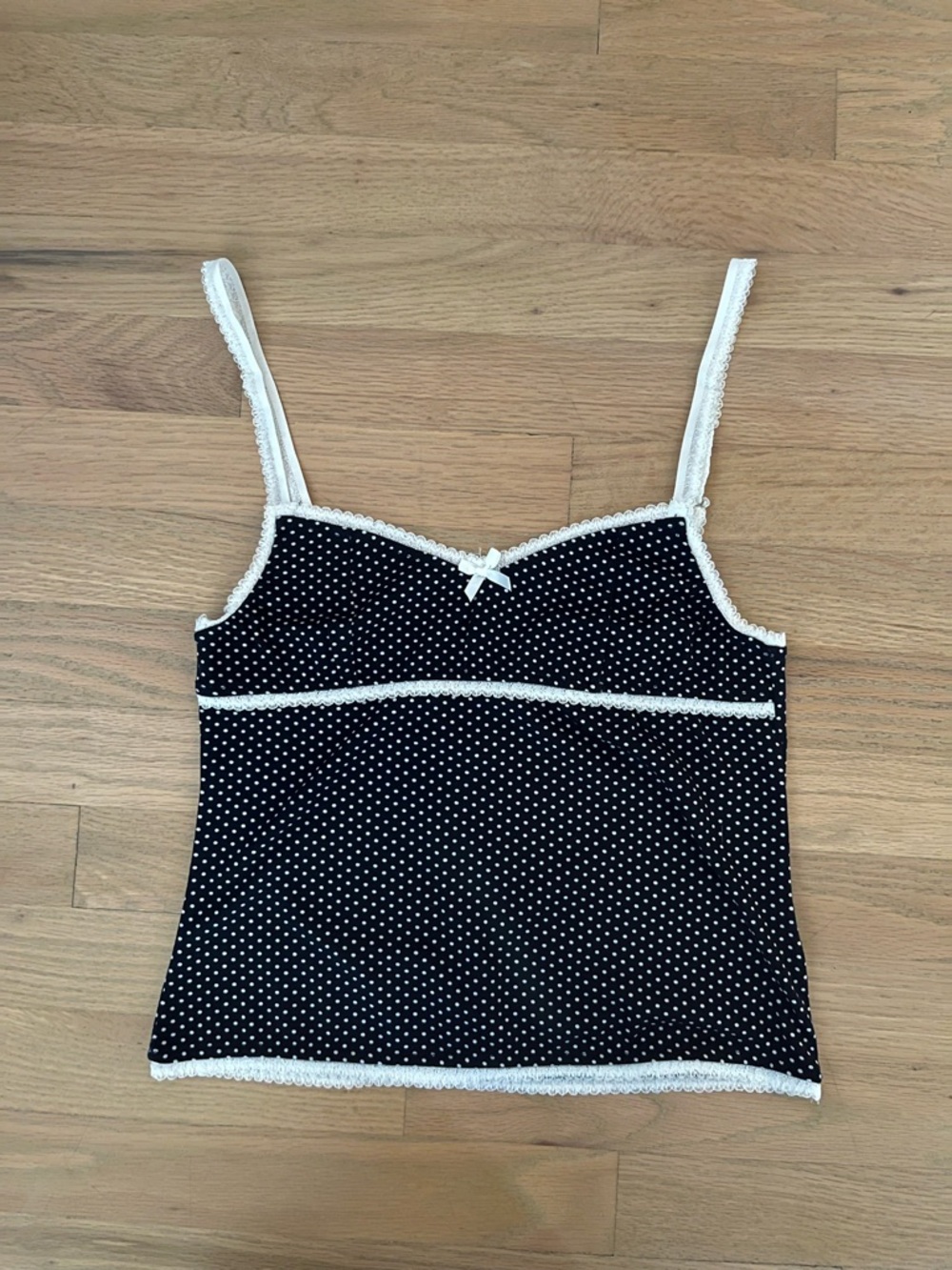 EDIKTED Black Polka Dot Lace-Trim Cami Top